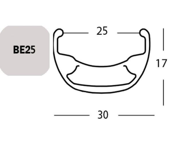 Exal FELGE BE 25, 27,5" 36L SCHW 25-584 VL:6,5MM EINFACHOESEN