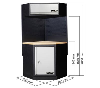 VAR Werkzeuglochwand MO-52232 für Eckschrank 1052 x 800 x 24 mm Granitschwarz Produktbild 2
