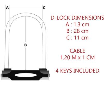 Master Lock Bügelschloss 8285LW Schwarz 13 mm x 280 mm x 110 mm / 10 mm x 1200 mm Schlüssel Produktbild 4