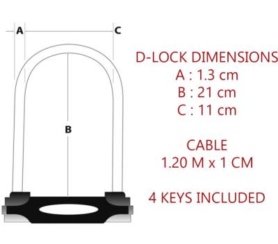 Master Lock Bügelschloss 8274 Schwarz 13 mm x 210 mm x 110 mm / 10 mm x 1200 mm Schlüssel Produktbild 4