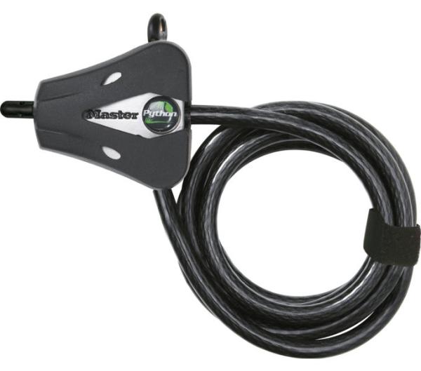 Master Lock Kabelschloss Python Kompakt Schwarz 8 mm x 1800 mm Schlüssel