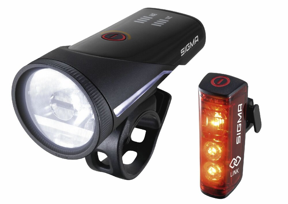 Sigma Sport Beleuchtung Lichtset vorne + hinten AURA 100 + BLAZE Link mit Flash-Version
